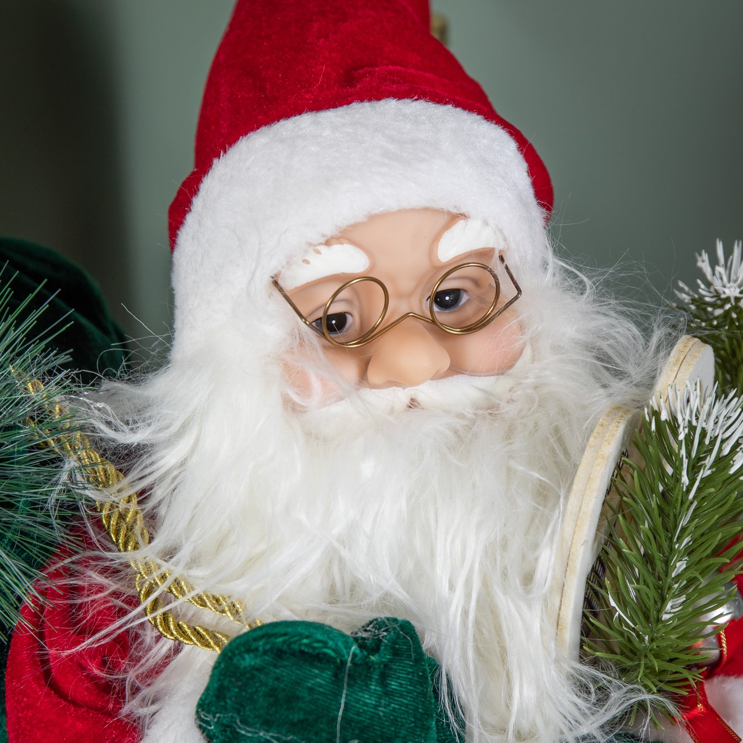 61cm Tall Standing Santa Claus Christmas Decoration with Green Sack