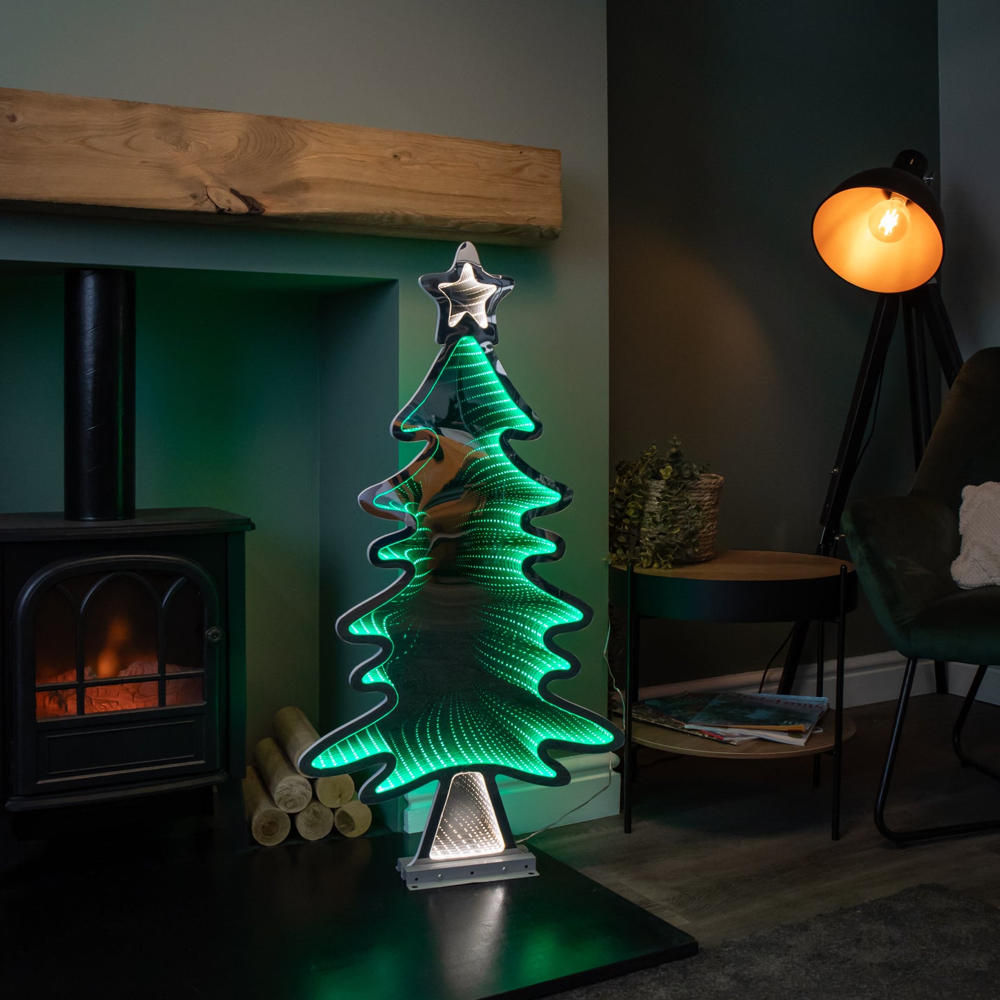 95cm Green Standing LED Infinity Christmas Tree Decoration with Metal Base