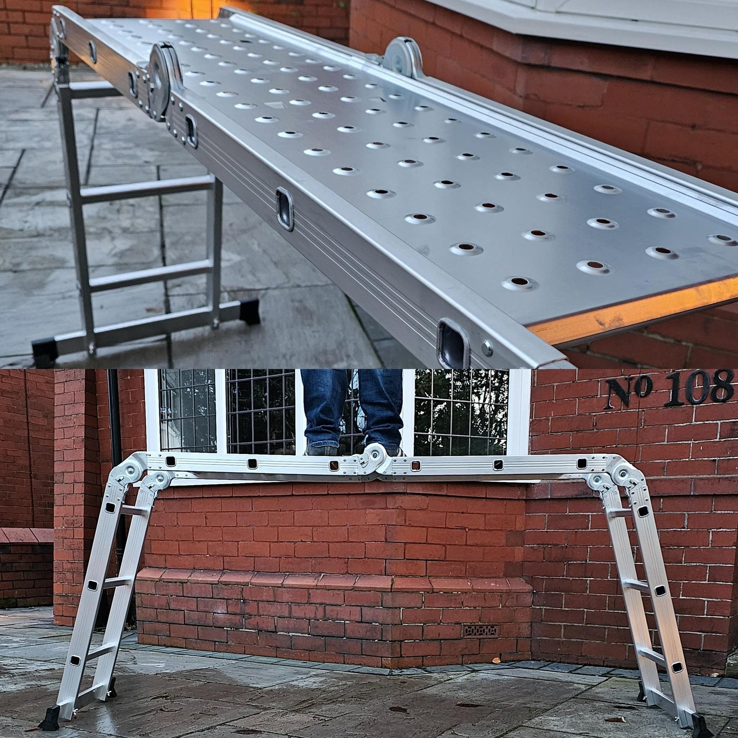 Factory Seconds 3.46m Lightweight Aluminium Folding Multi-position Work Platform Ladder
