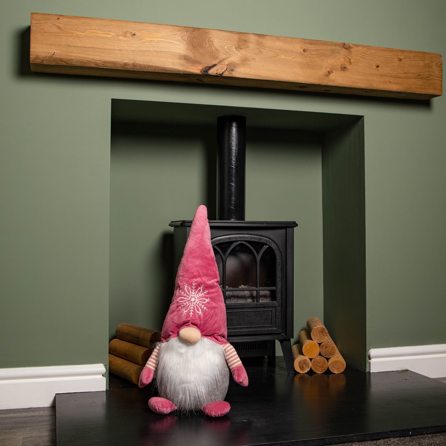 56cm Pink Sitting Christmas Gonk Decoration with Snowflake Hat