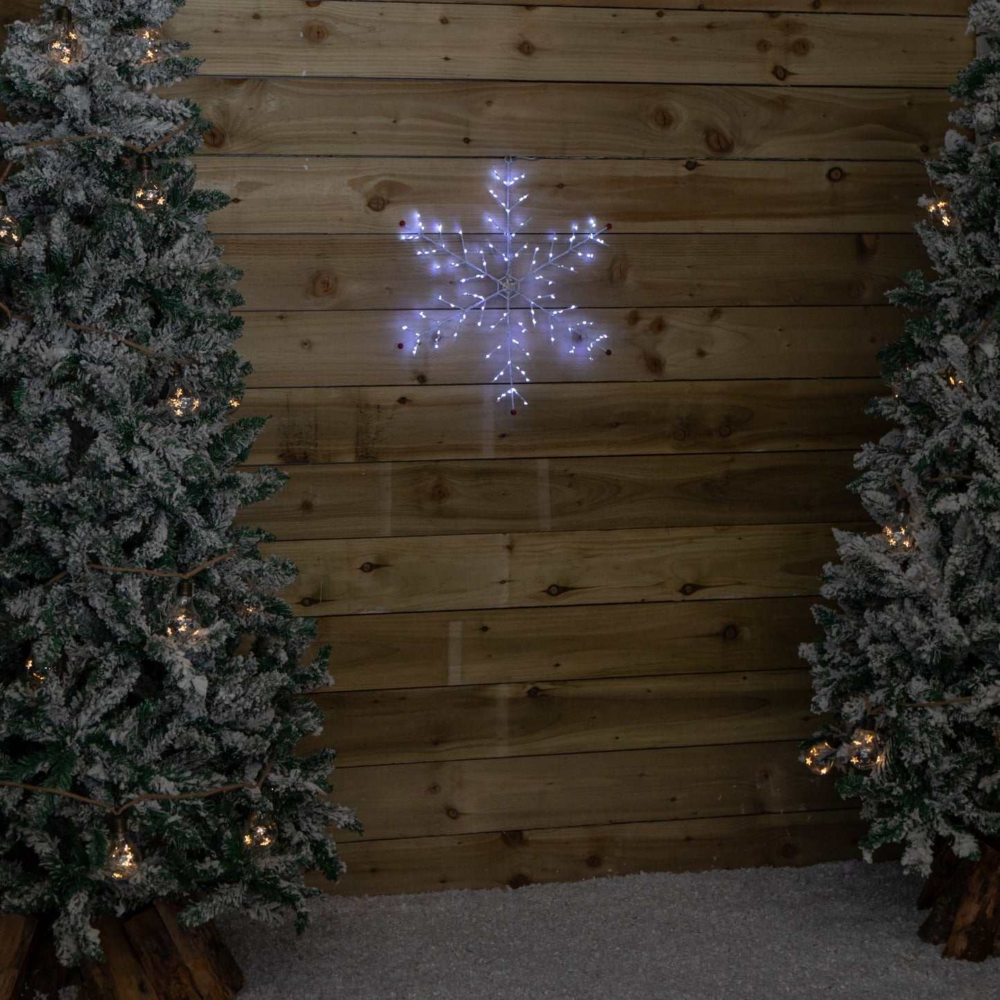 50 x 50cm Light up Metal Christmas Snowflake with 132 Multi-Action White LEDs