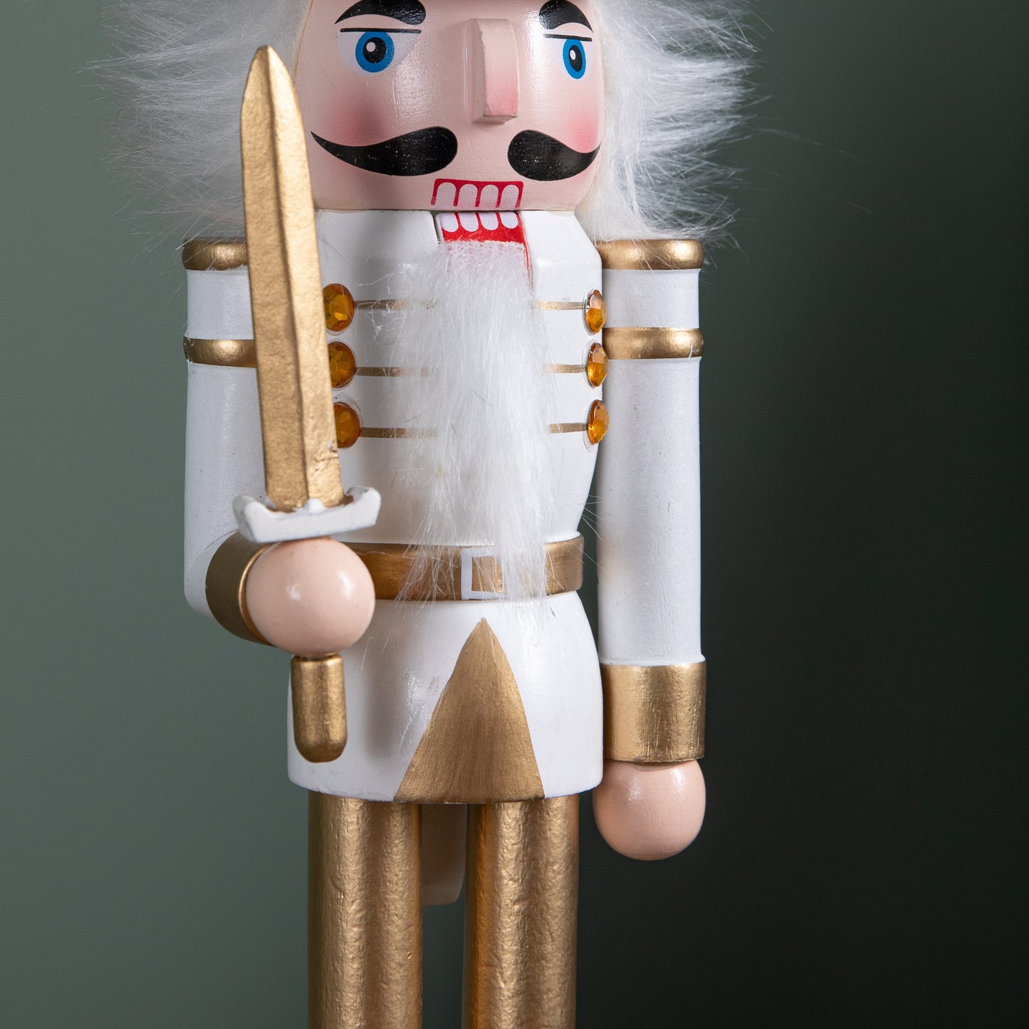 30cm Wooden Christmas Nutcracker Soldier Decoration with White Body and Shoes