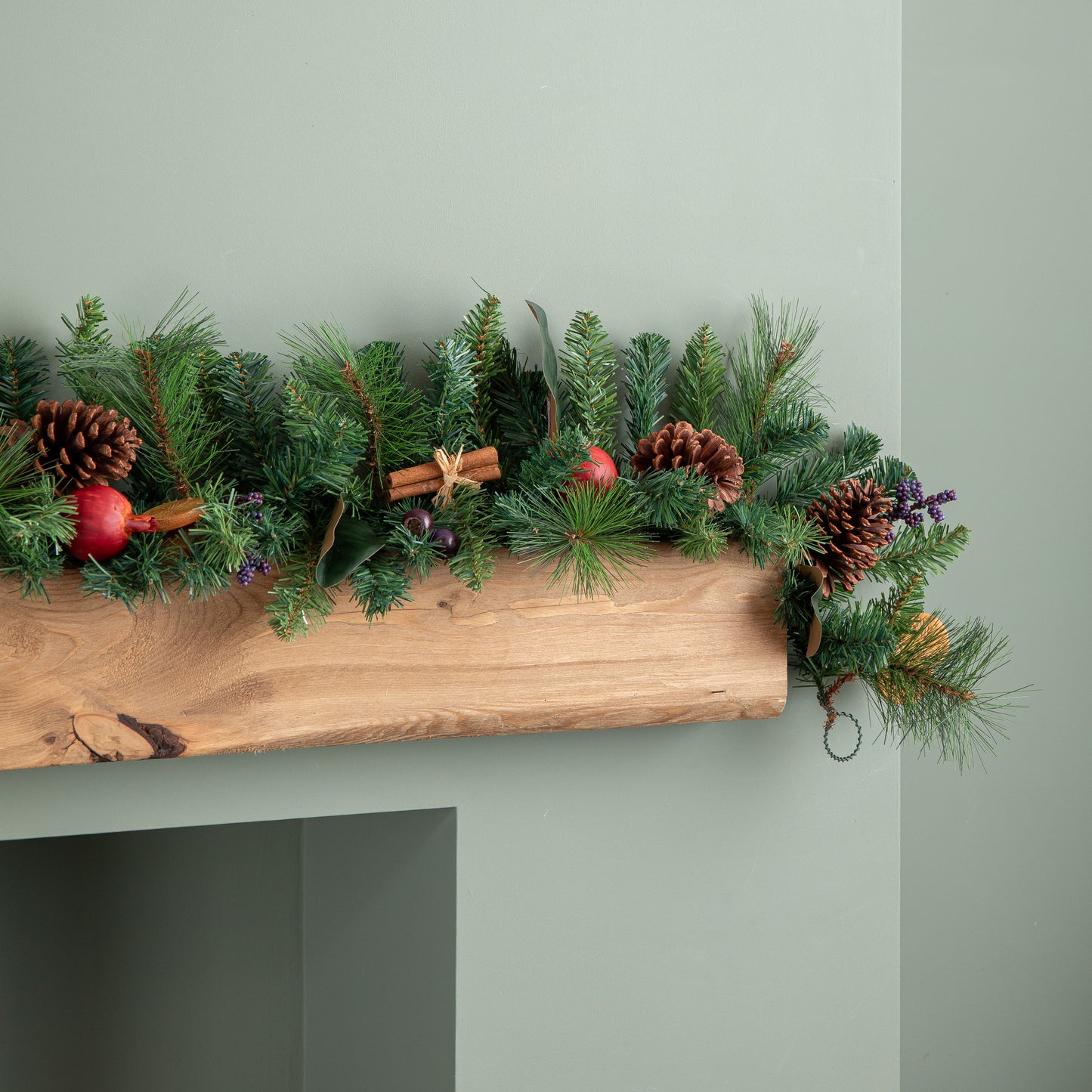 1.8m Festive Spice Christmas Garland with Pinecones and Faux Dried Fruit