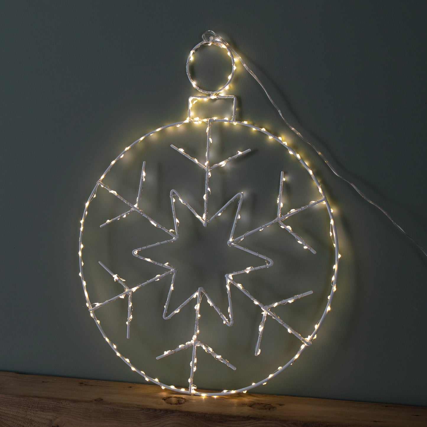 48cm x 38cm Light up Hanging Christmas Snowflake Bauble with 250 Warm White LEDs