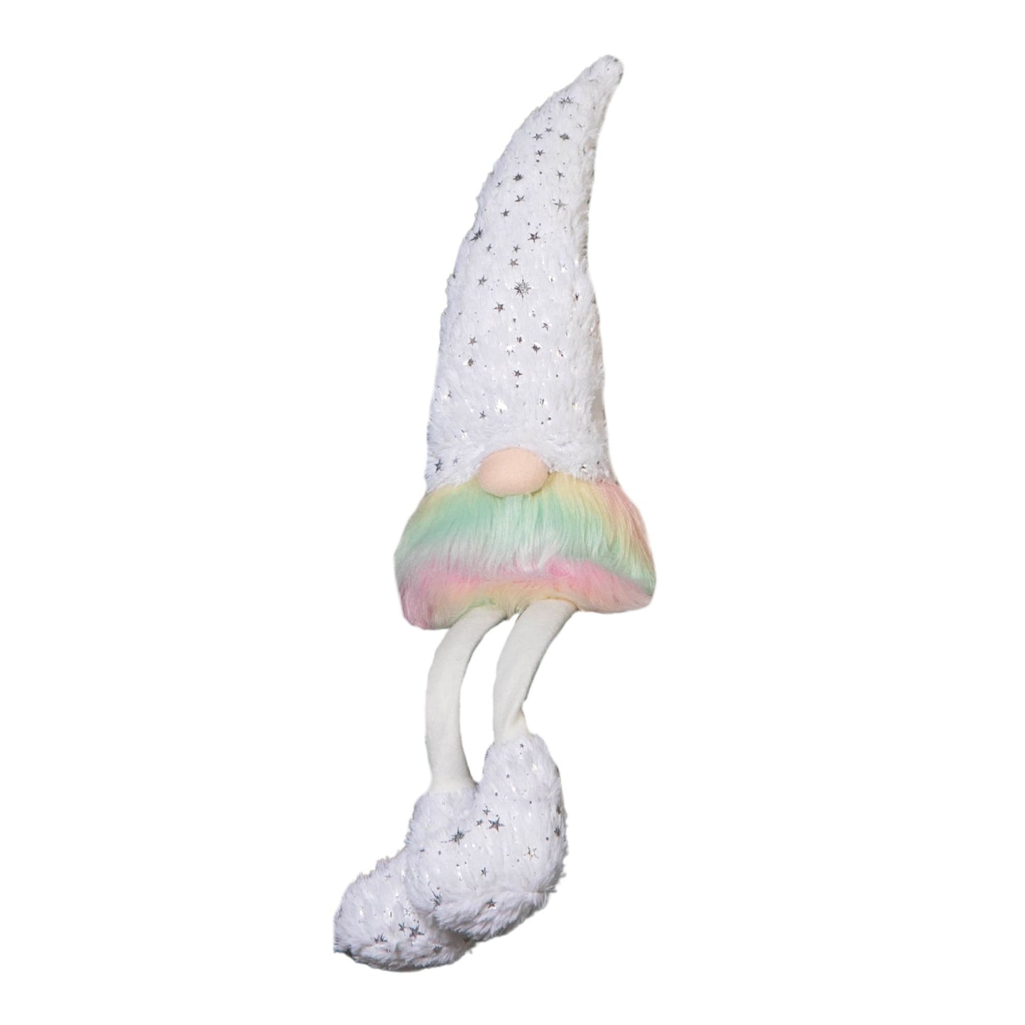 70cm Festive Christmas Rainbow Haired Plush Gonk Dangly Legs & Starry Hat