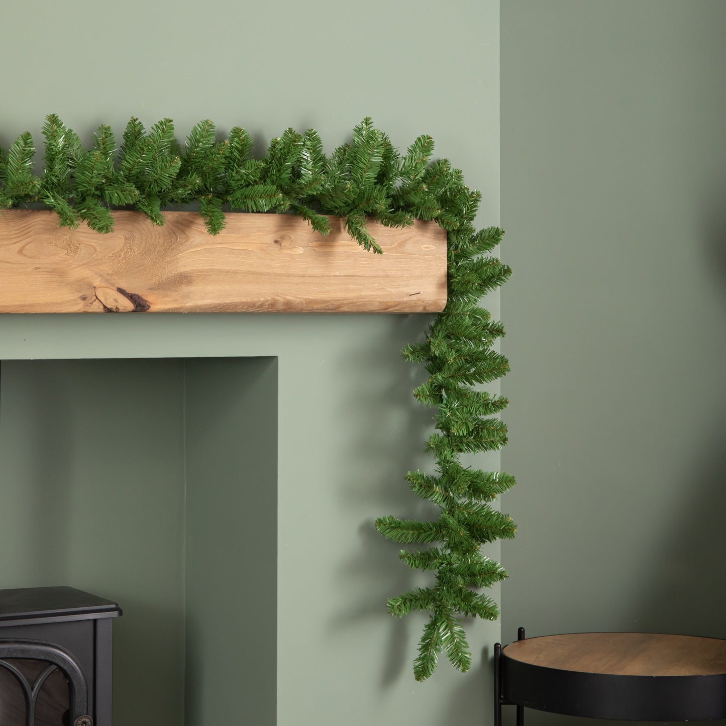 2.7m Plain Green Christmas Garland with 200 Bullet Tips