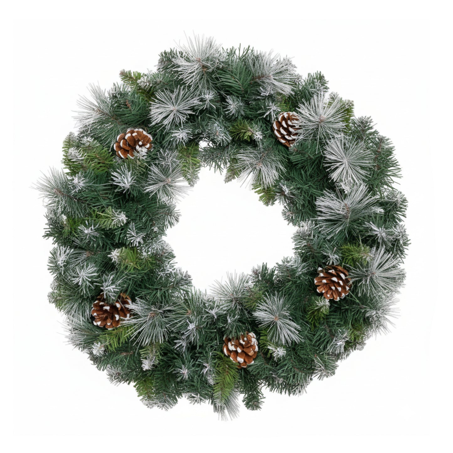 60cm Frosted Glacier Snow Tipped Christmas Wreath with Pine Cones