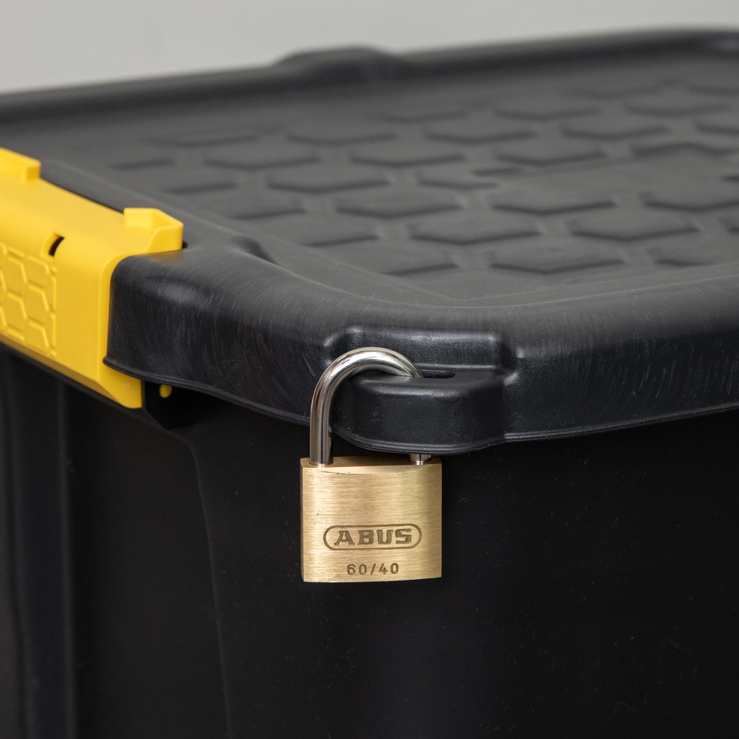 4 x 42L Heavy Duty Storage Tubs Sturdy, Lockable, Stackable and Nestable Design Storage Chests with Clips in Black