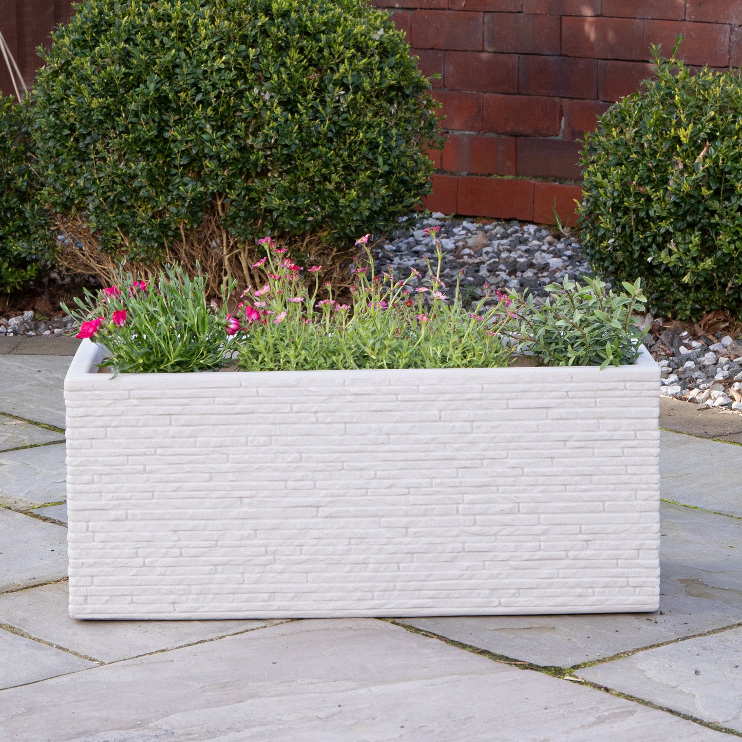 25cm Plastic Slate Effect Garden Patio Trough in Stone