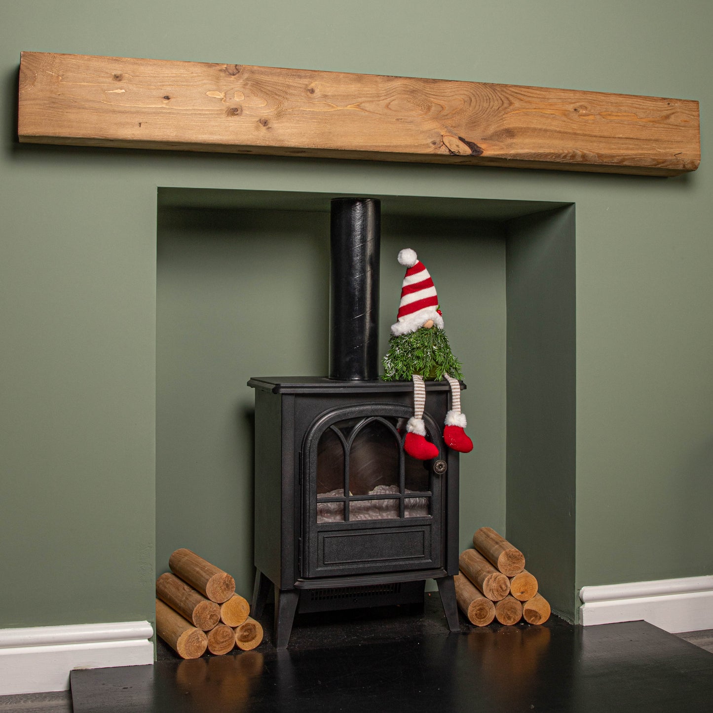 48cm Red and White Christmas Tree Sitting Gonk with Dangly Legs and Striped Hat