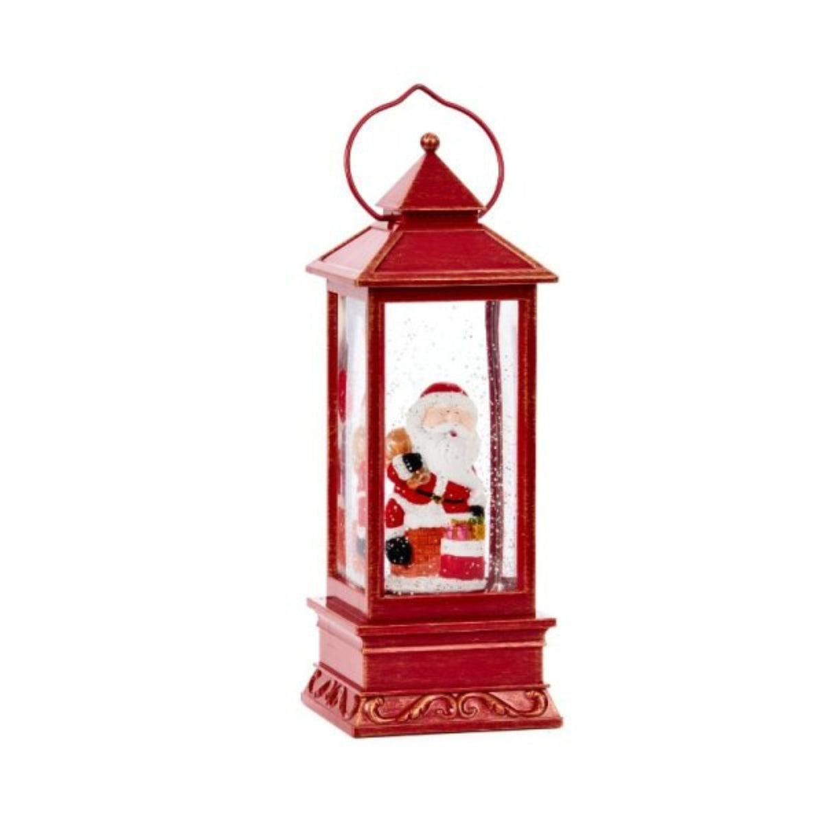 29cm Battery Operated Light up SnowSwirl Santa Chimney Christmas Lantern Decoration
