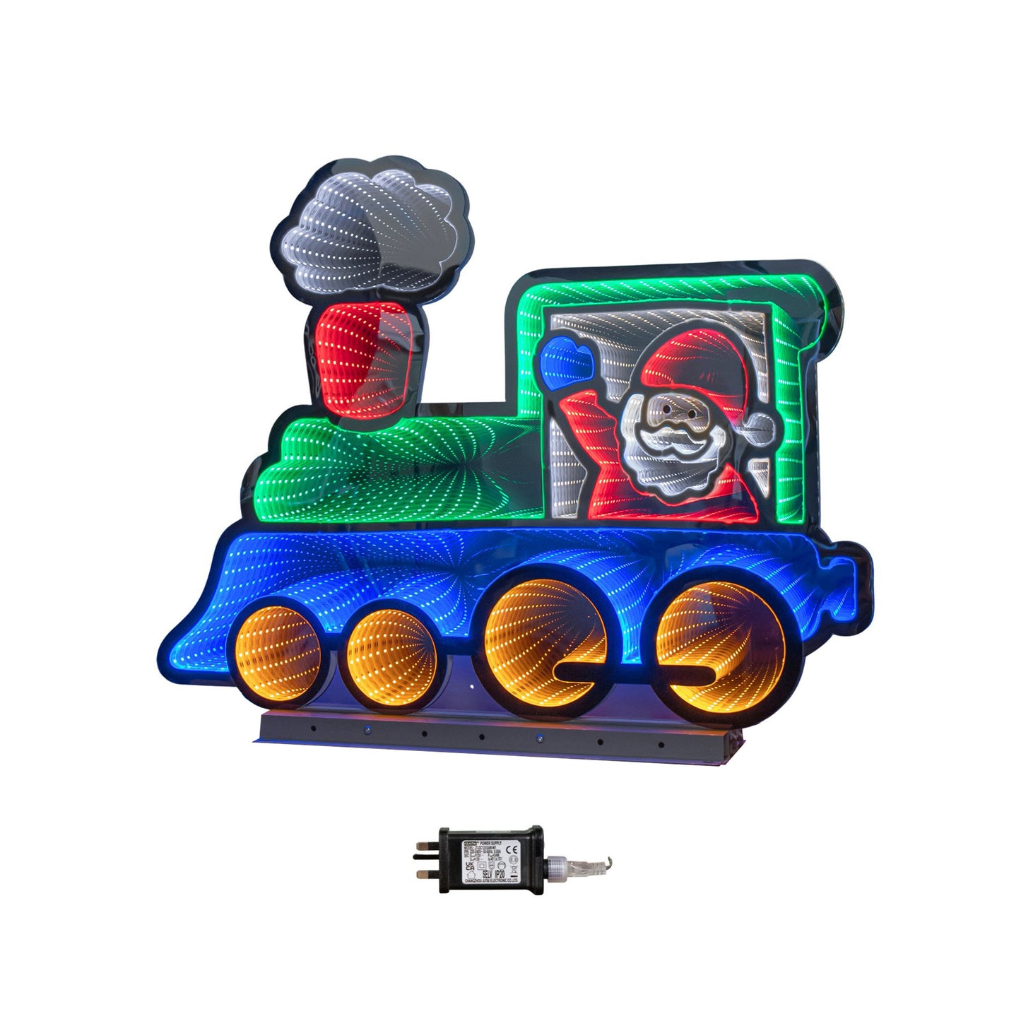 63cm Light up Christmas Train Infinity Decoration with Santa & LEDs