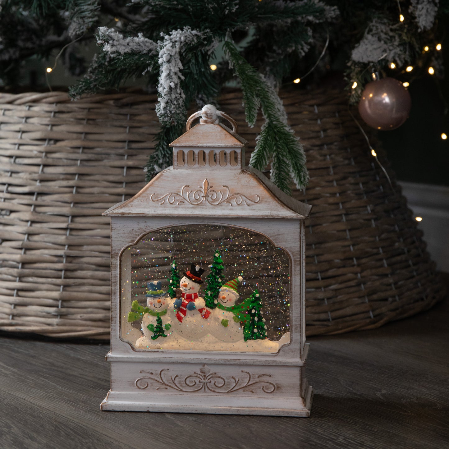 28cm Battery Operated LED Christmas Snowman Wonderland Lantern Decoration