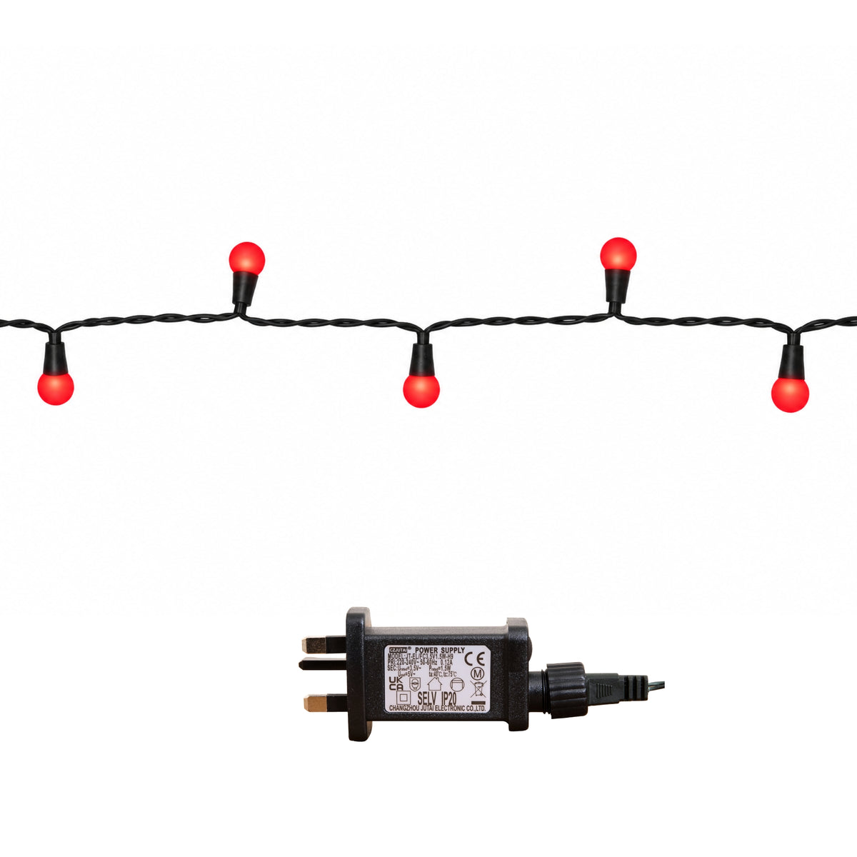 50 LED Pearl Berry Multi-Action Christmas String Lights in Red