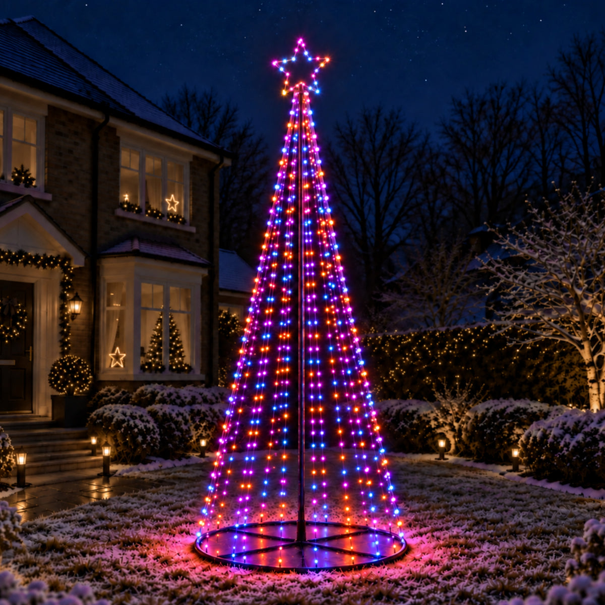 3m Light up Christmas Pyramid Cone Tree with 997 Rainbow LEDs
