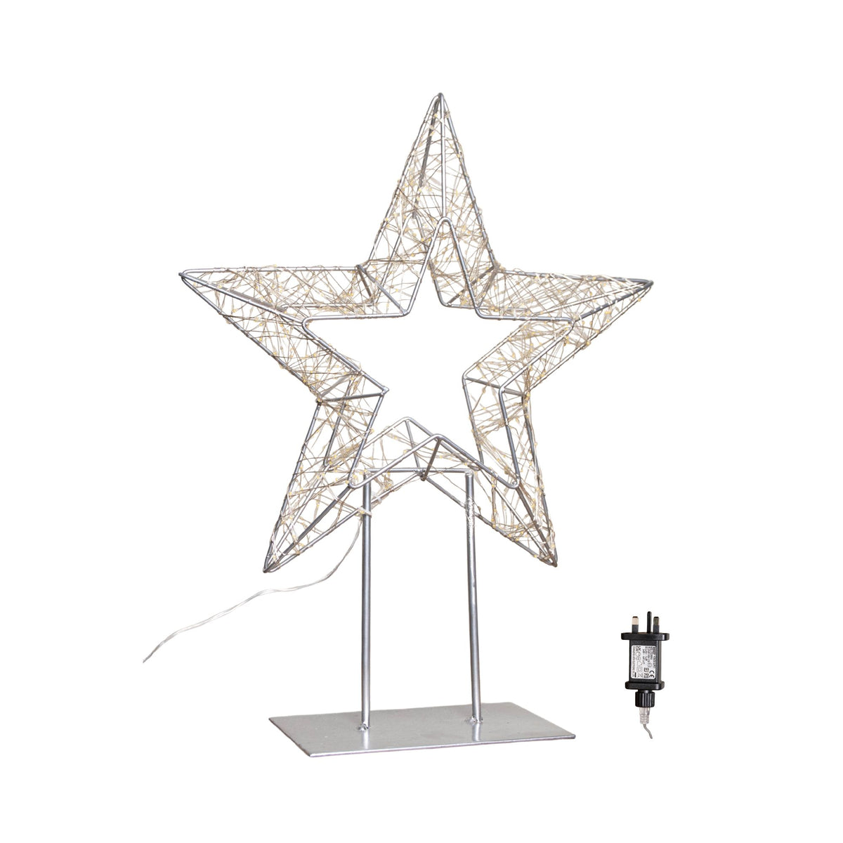 46cm Light up Dewdrop Christmas Star on Metal Stand with 720 Warm White LEDs