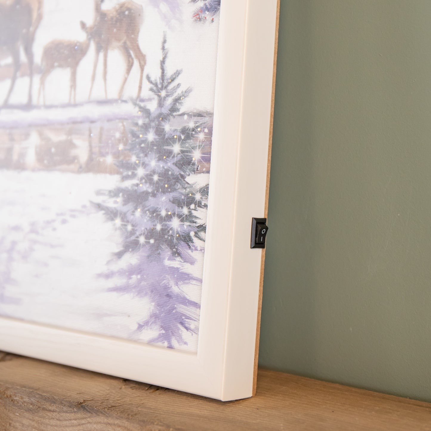 40cm Battery Operated Light up Family of Deers Christmas Canvas with LEDs