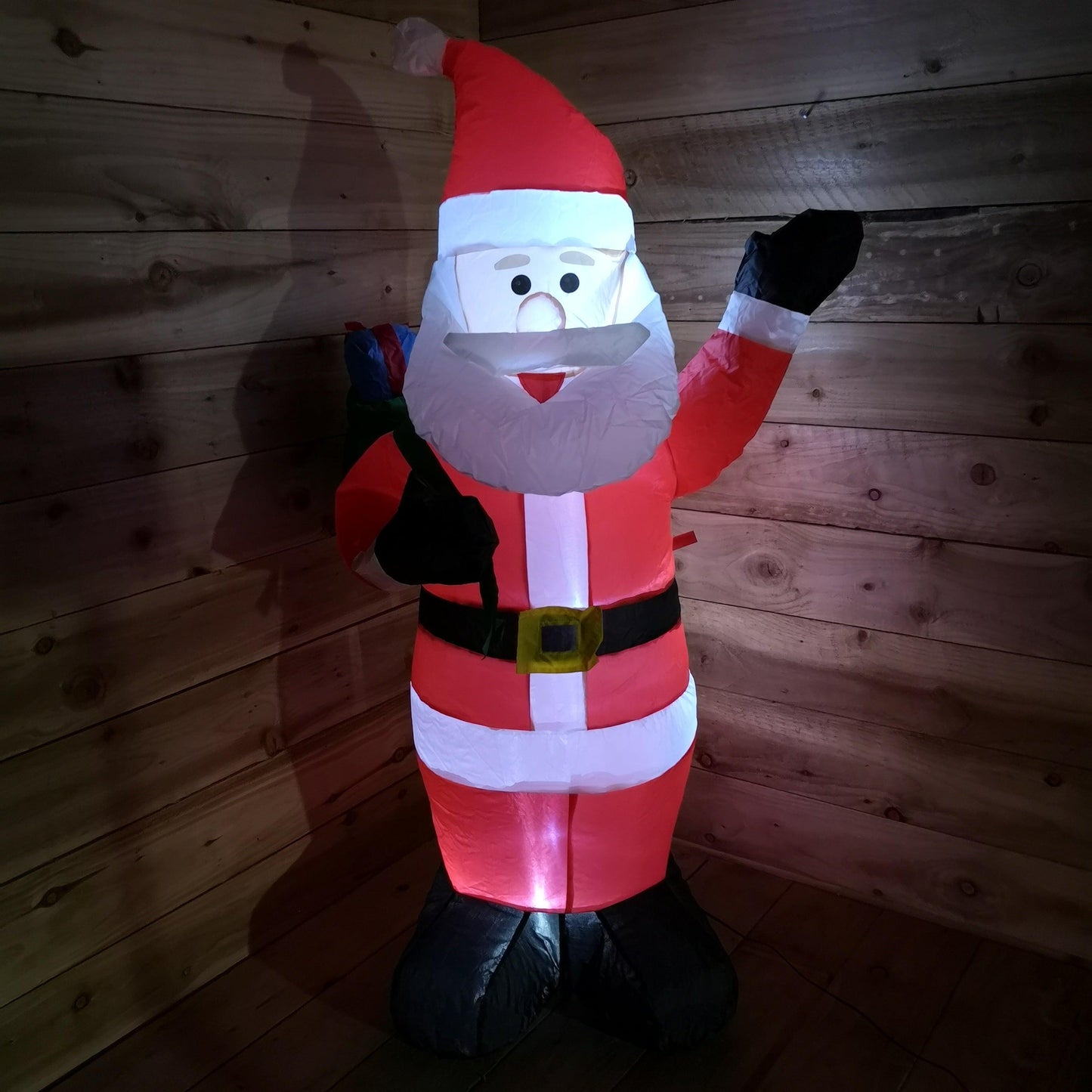 130cm (4ft) Inflatable LED Outdoor Christmas Standing Santa with Gift in Sack