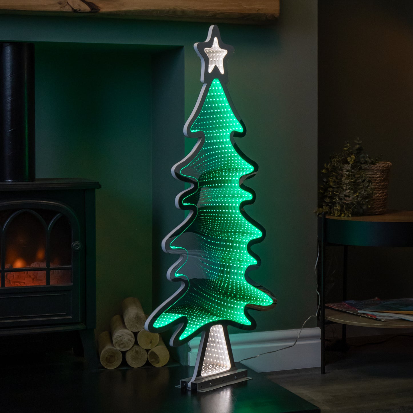 95cm Green Standing LED Infinity Christmas Tree Decoration with Metal Base