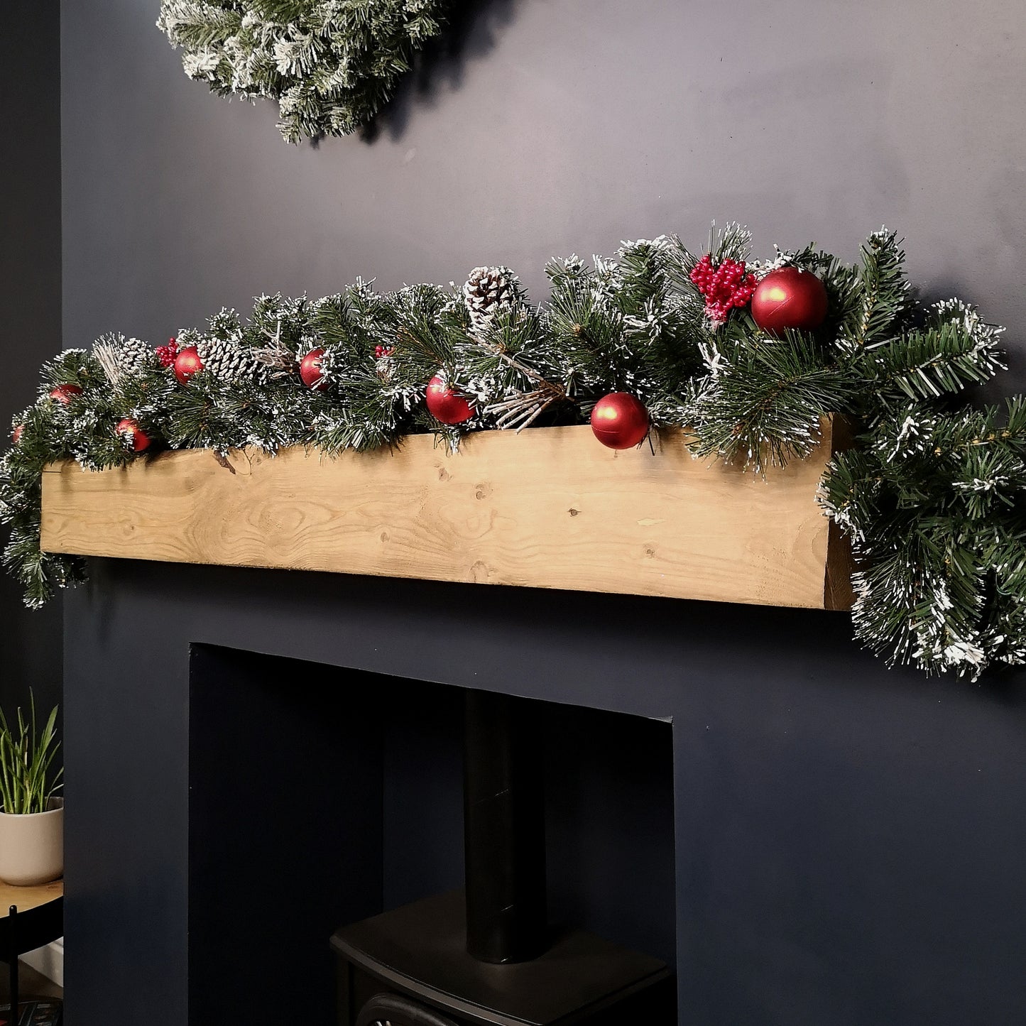 Premier 180cm (6ft) Festive Red Dressed Christmas Garland With Bows And Red Baubles