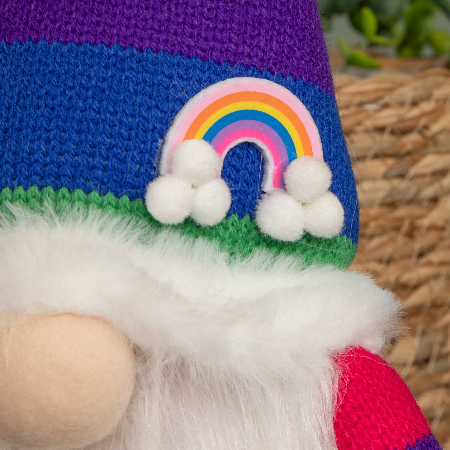 47cm Rainbow Plush Seated Christmas Gonk with Dangly Legs Decoration