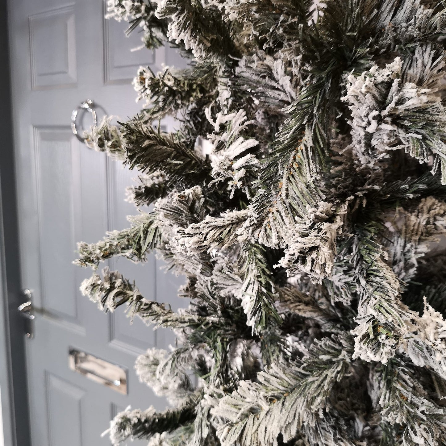 Factory Seconds: 8ft Indoor Flocked PVC Christmas Tree Arch with Snow Tips and Flat Top