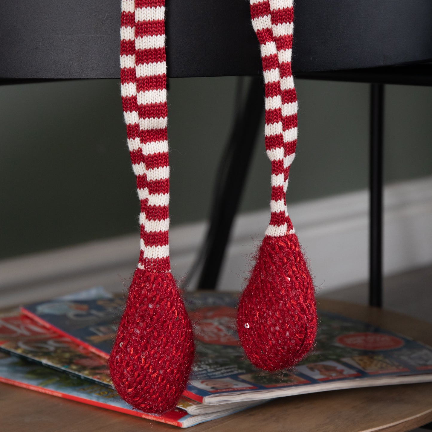 72cm Lit Plush Christmas Gonk with Dangly Legs & Aviator Hat in Red & Grey