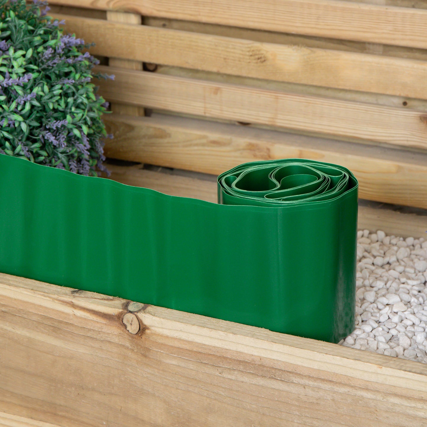 15cm x 9m Large Plastic Corrugated Lawn Garden Edging Border in Green
