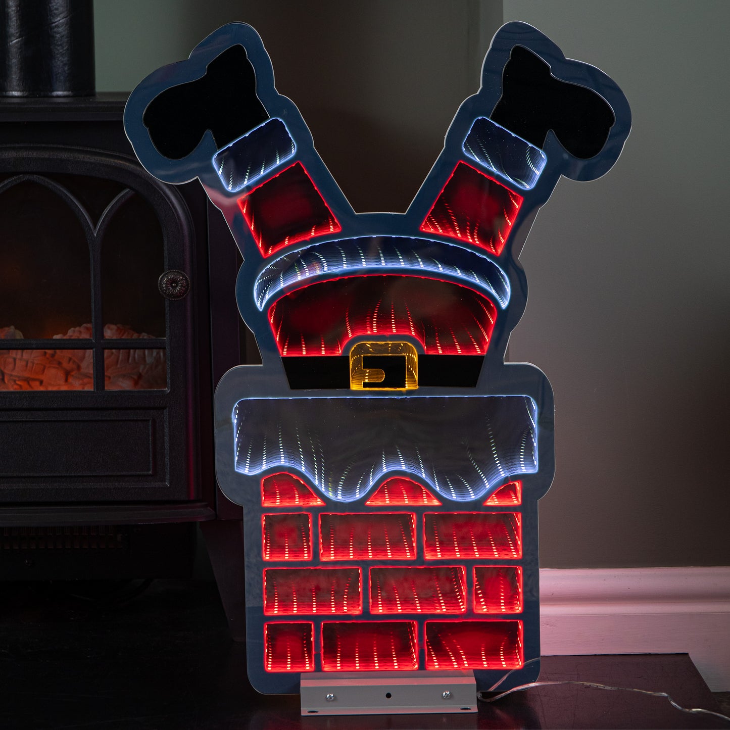 60cm Light up Santa's Leg in Chimney Christmas Infinity Decoration with LEDs