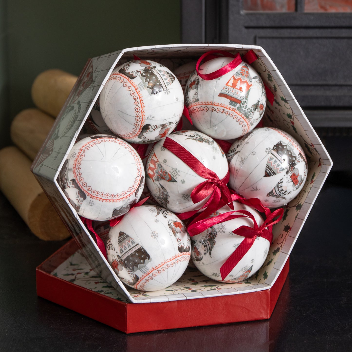 7cm Set of 14 Traditional Vintage Christmas Gonk Tree Baubles
