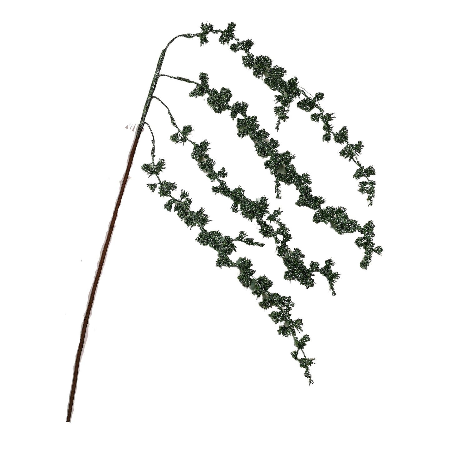 96cm Green Glitter Frosted Mini Leaf Wispy Christmas Stem Decoration