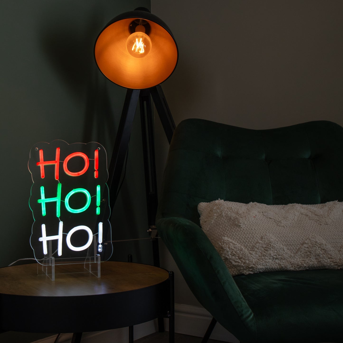29cm Light up Hanging or Freestanding Christmas Ho Ho Ho Neon Sign