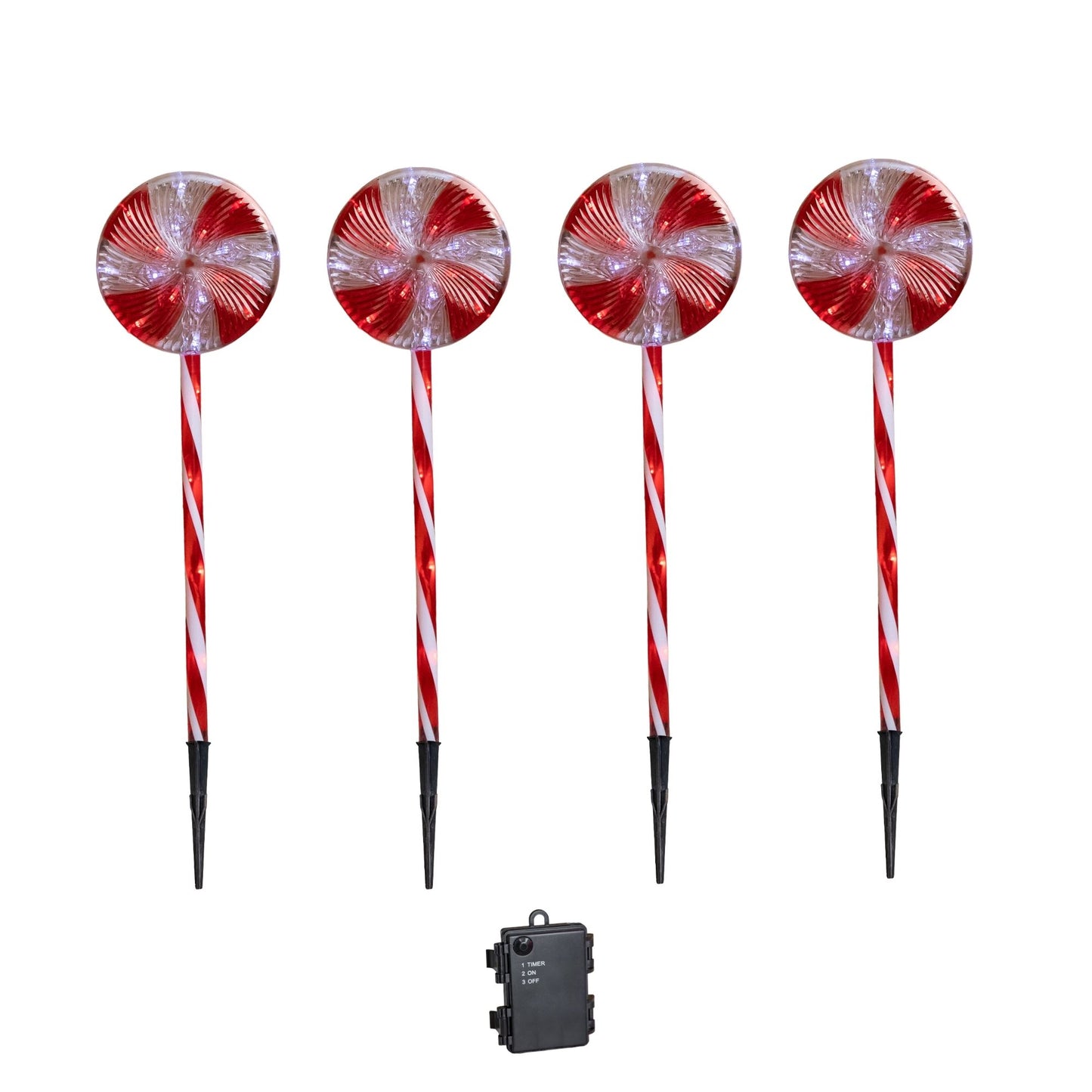 70cm Battery Powered Light up Candy Swirl Pathlights with Red and White LEDs