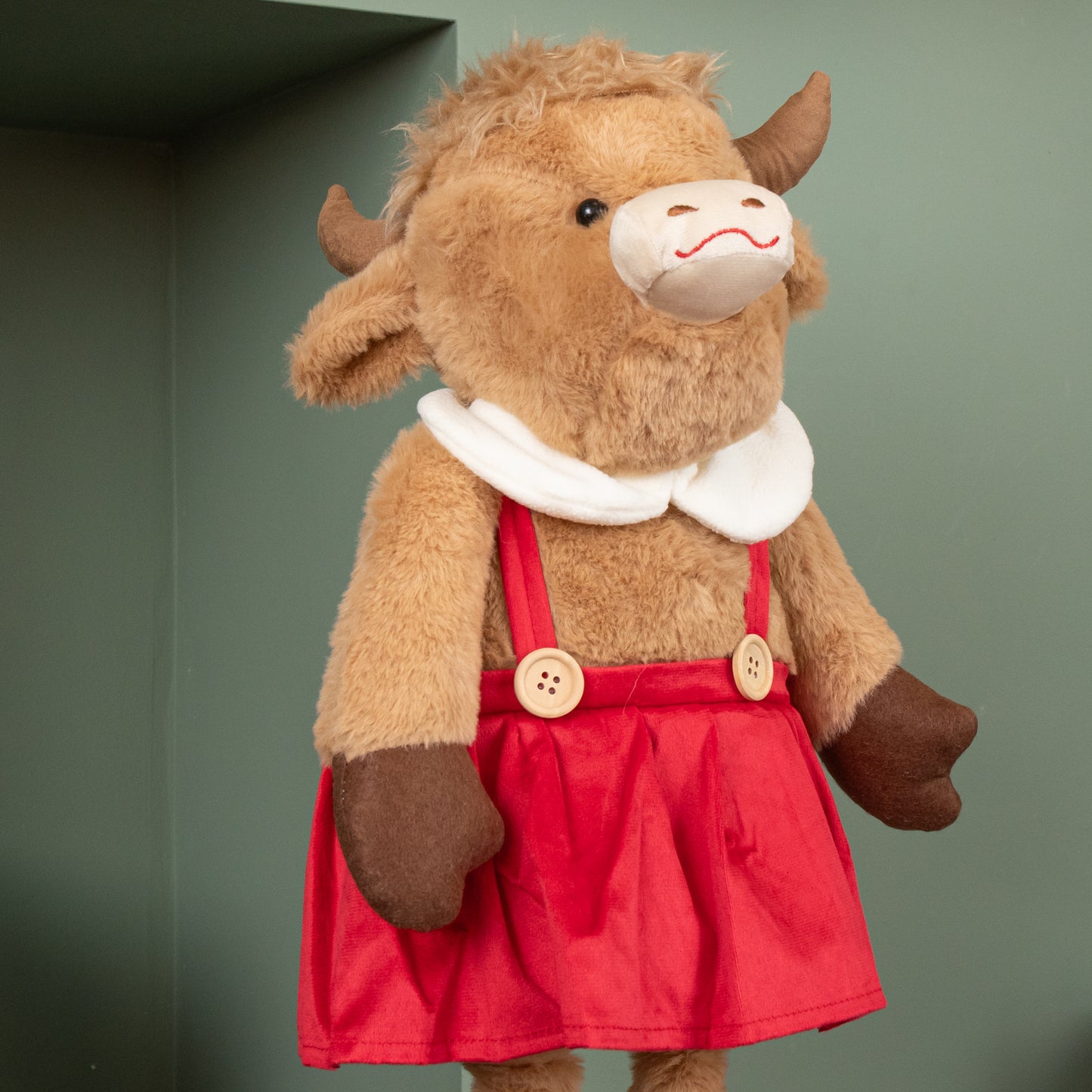 84cm Tall Plush Standing Christmas Highland Girl Cow with Extendable Legs