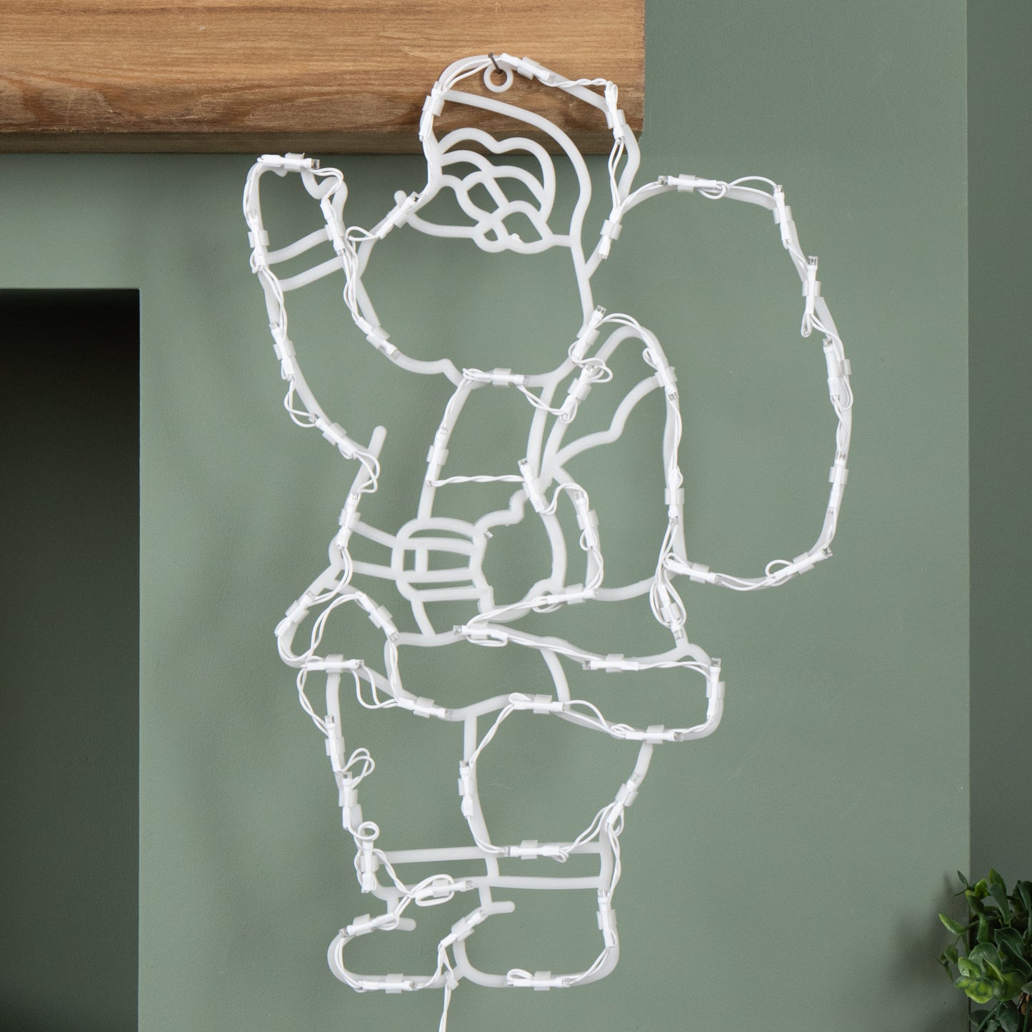 44cm Battery Powered Light up Hanging Christmas Santa with White Multi-Action LEDs