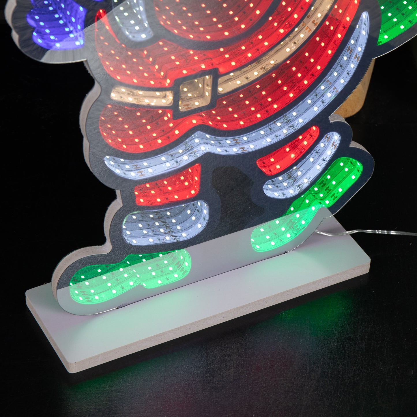 60cm Light up Standing Santa with Tree Christmas Infinity Light with Multi-Coloured LEDs
