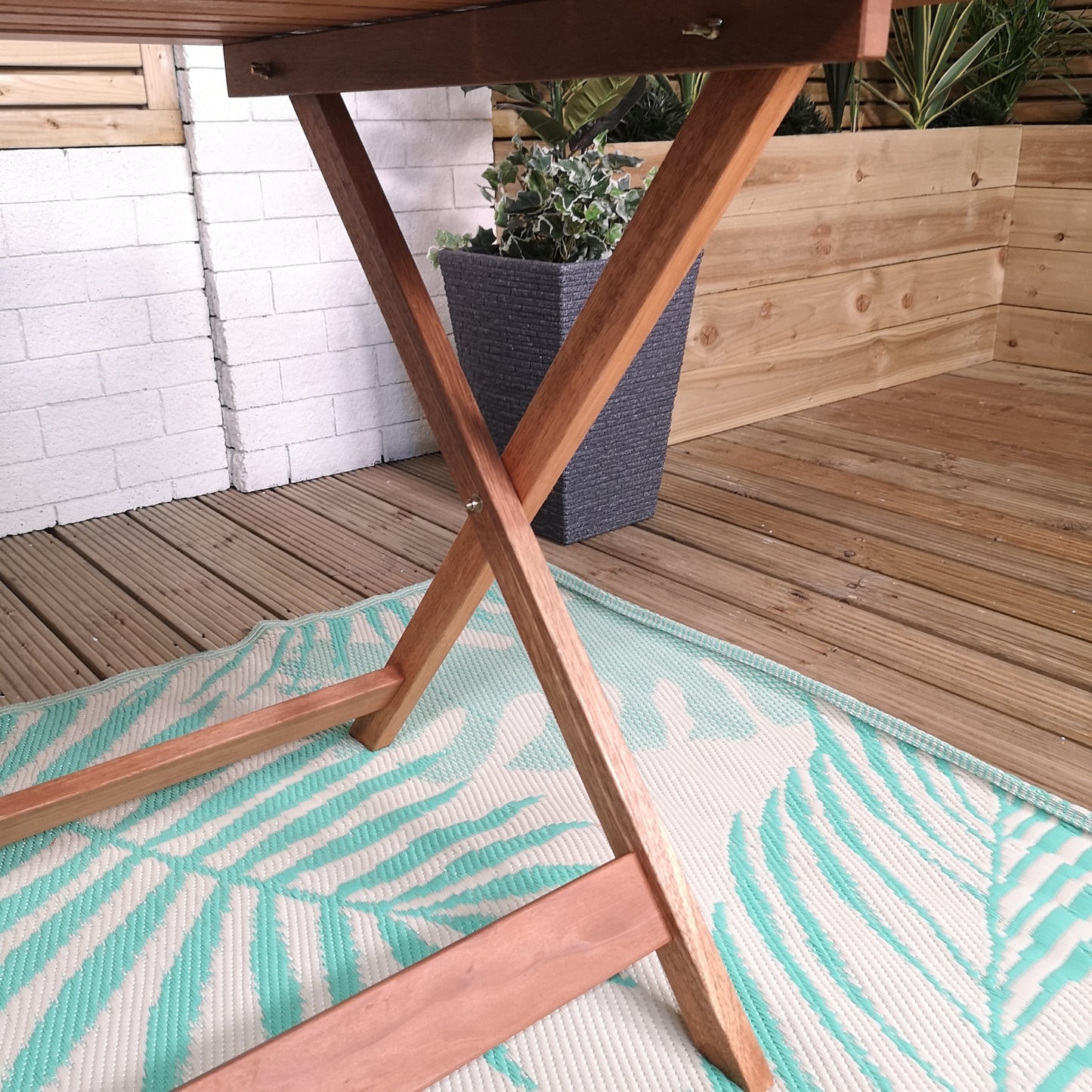 Outdoor 6 Person Folding Rectangular Wooden Garden Dining Table Chairs Set