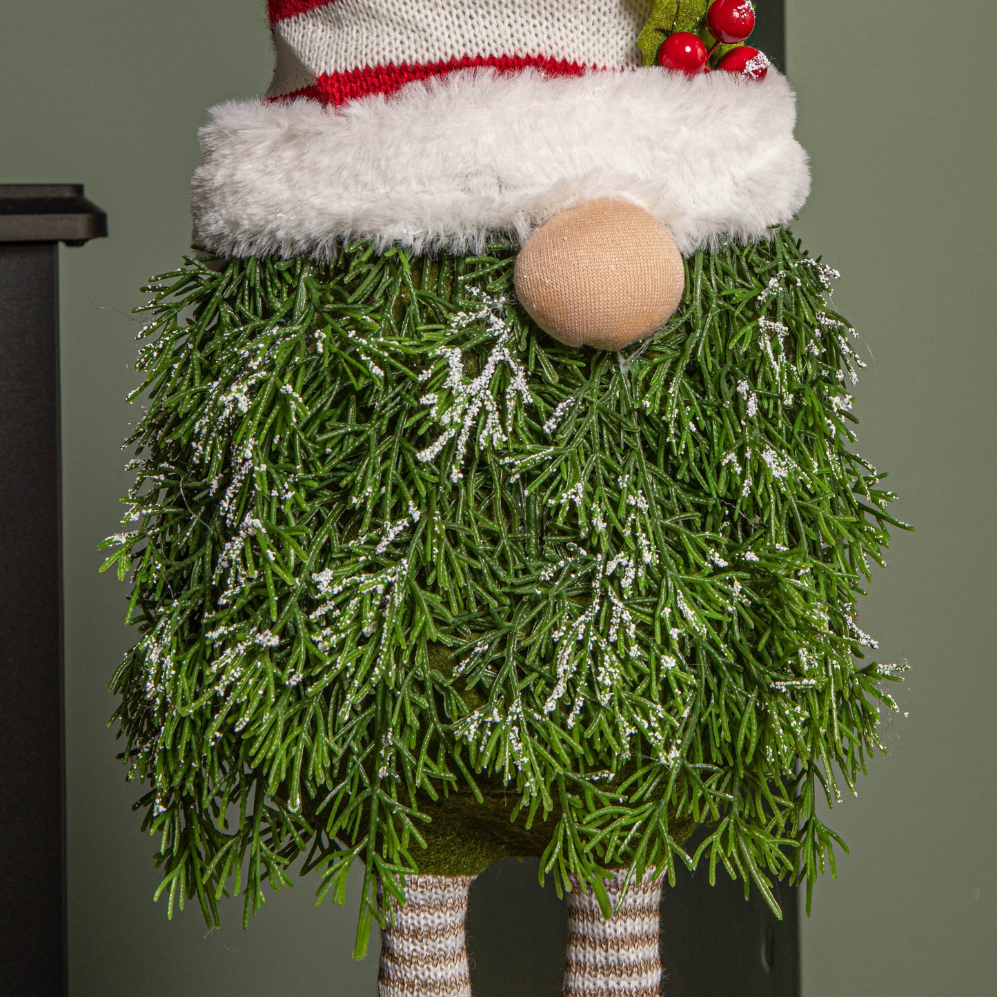 76cm Red and White Christmas Tree Standing Gonk with Striped Hat and Extendable Legs
