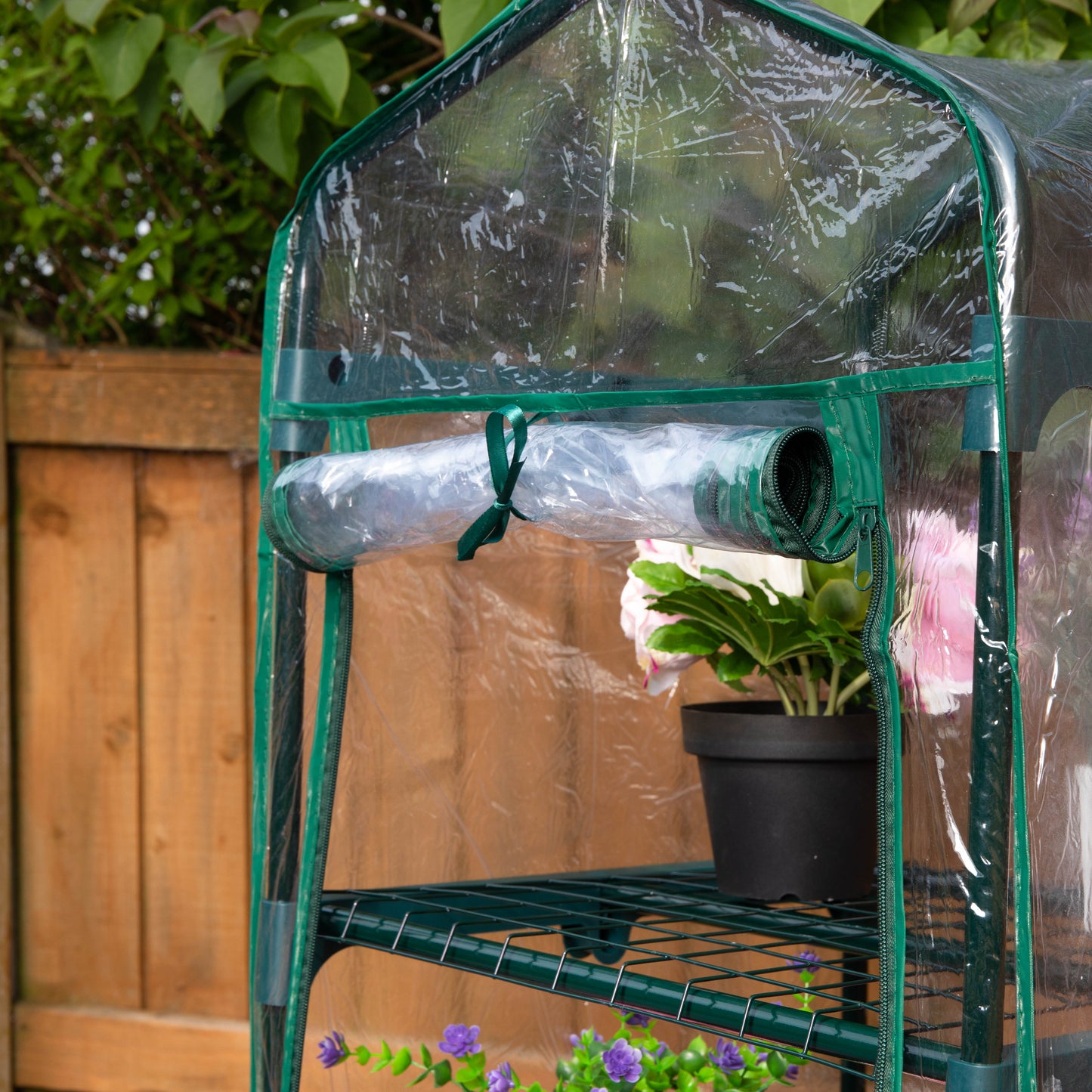 1.3m x 0.5m 4 Tier Greenhouse with Steel Frame and Removable PVC Cover