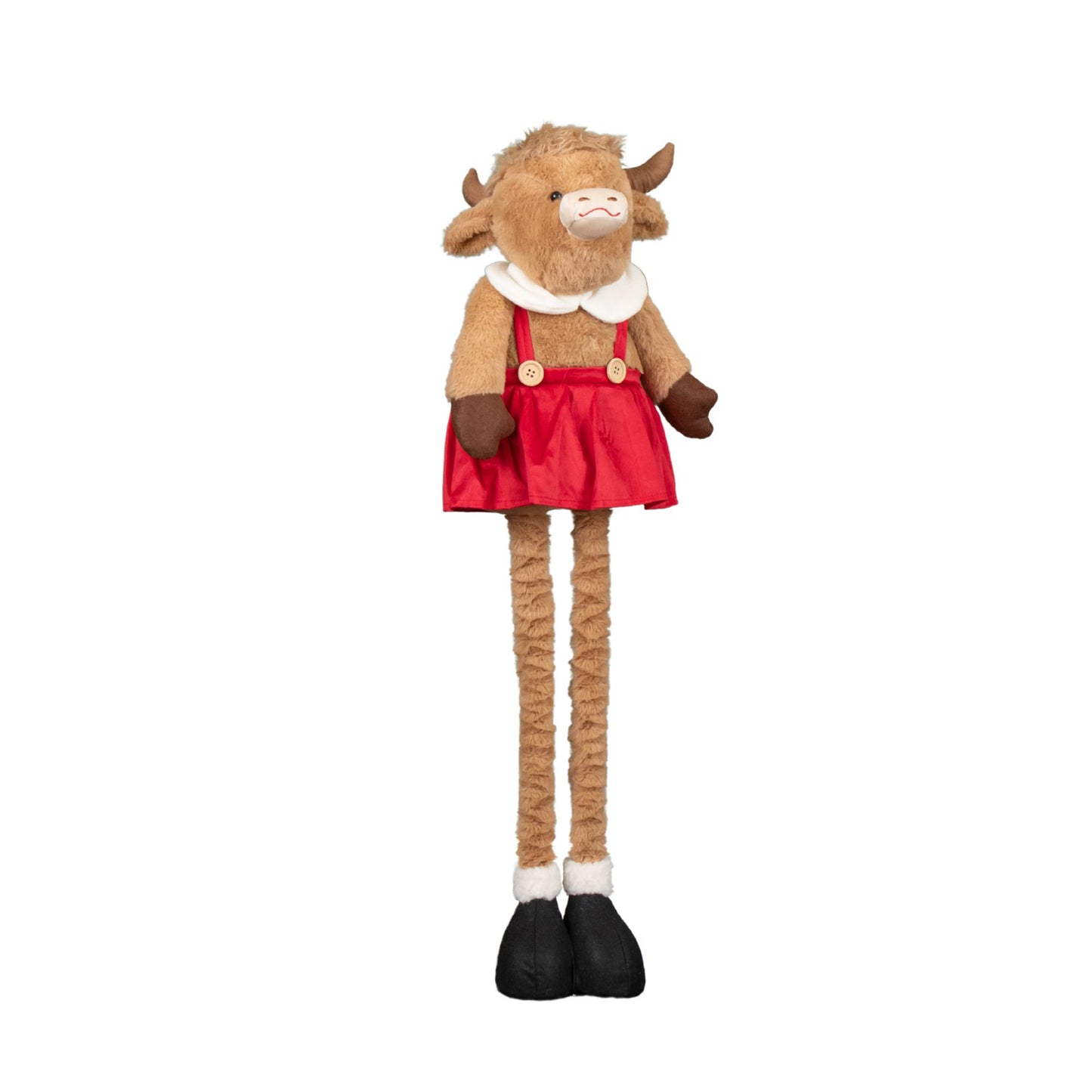 84cm Tall Plush Standing Christmas Highland Girl Cow with Extendable Legs