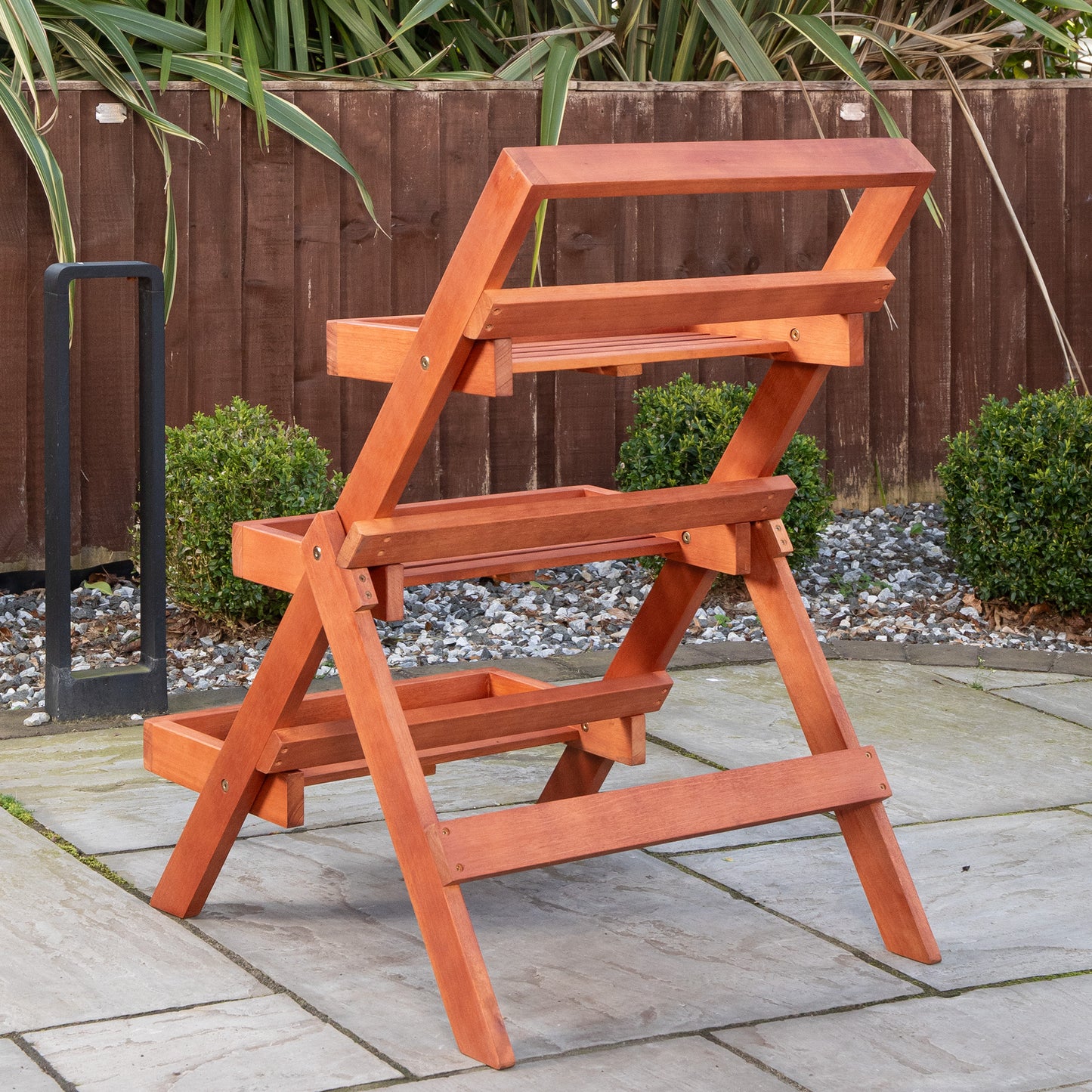Outdoor 3 Tier Wooden Foldable Plant Display Stand