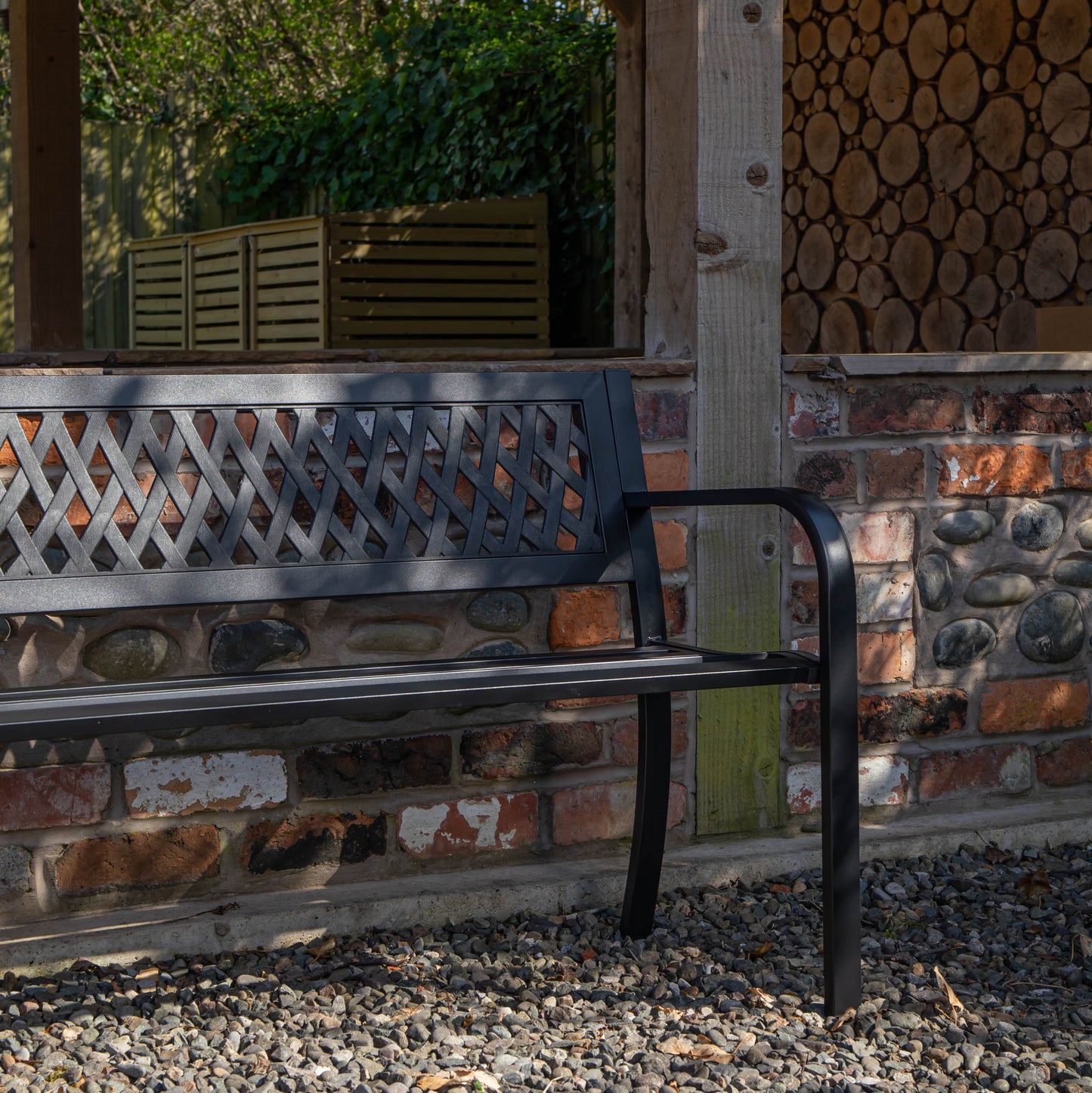 Keswick 2 Seater Outdoor Modern Lattice Design Metal Garden Patio Bench