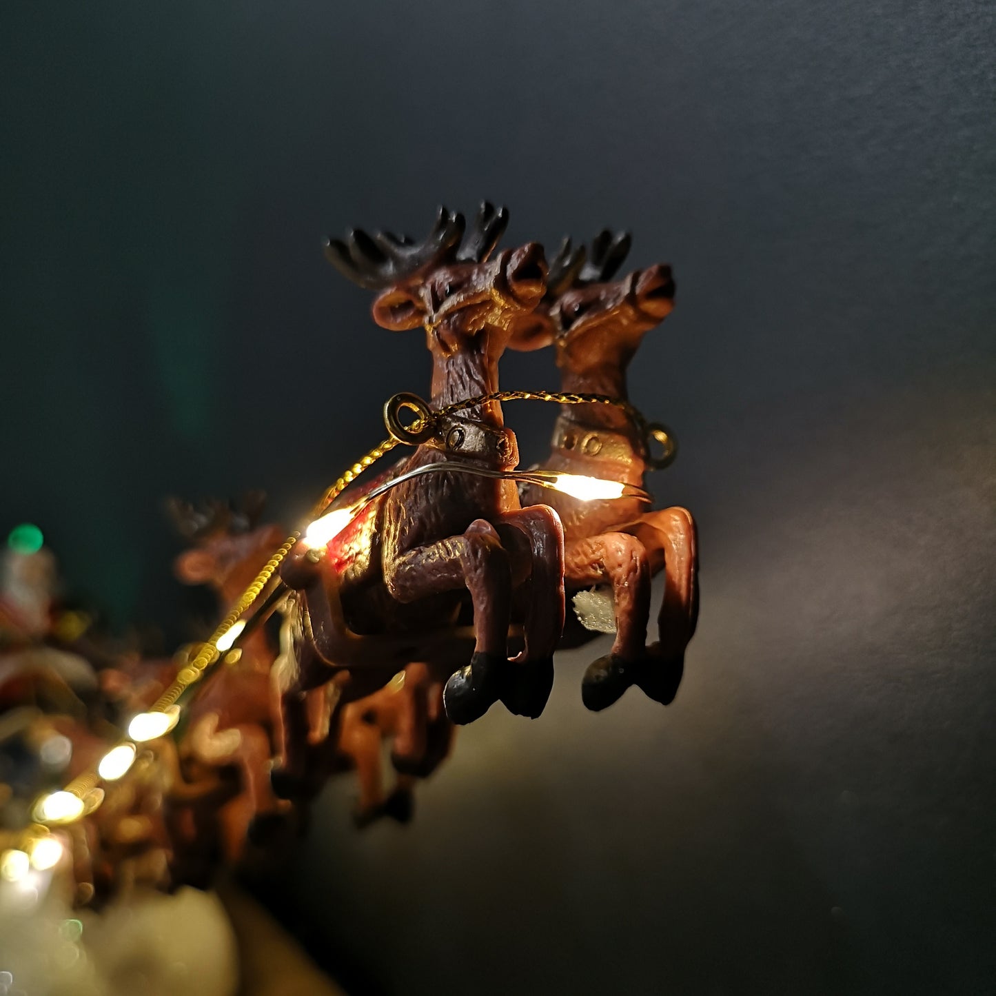 34cm Battery Operated Light up Santa Sleigh with Reindeer Christmas Decoration