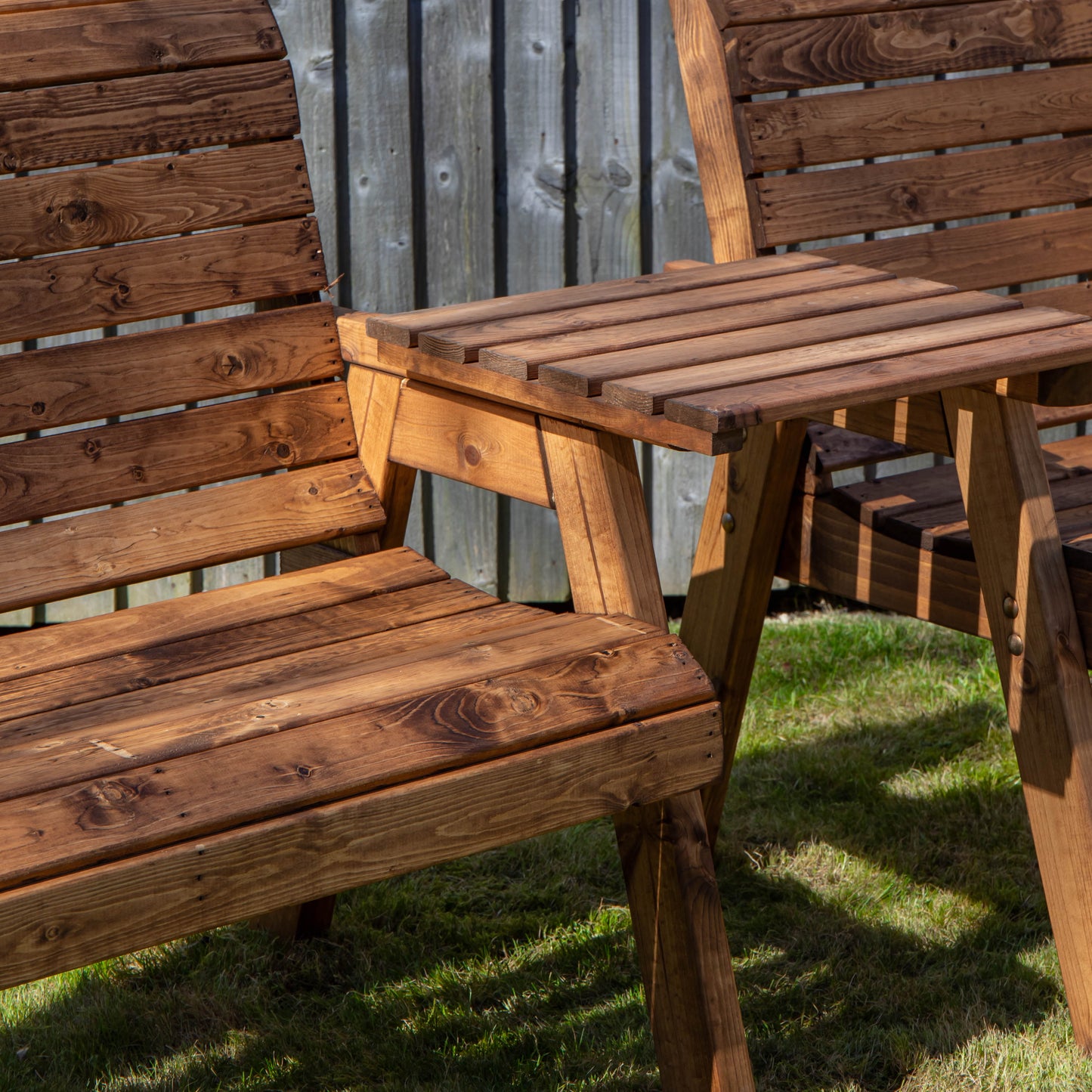 Hand Made 4 Seater Chunky Rustic Wooden Furniture with 2 Benches & Straight Tray