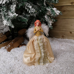 25cm Premier Christmas Tree Topper Angel Decoration with Feather Wings in Gold