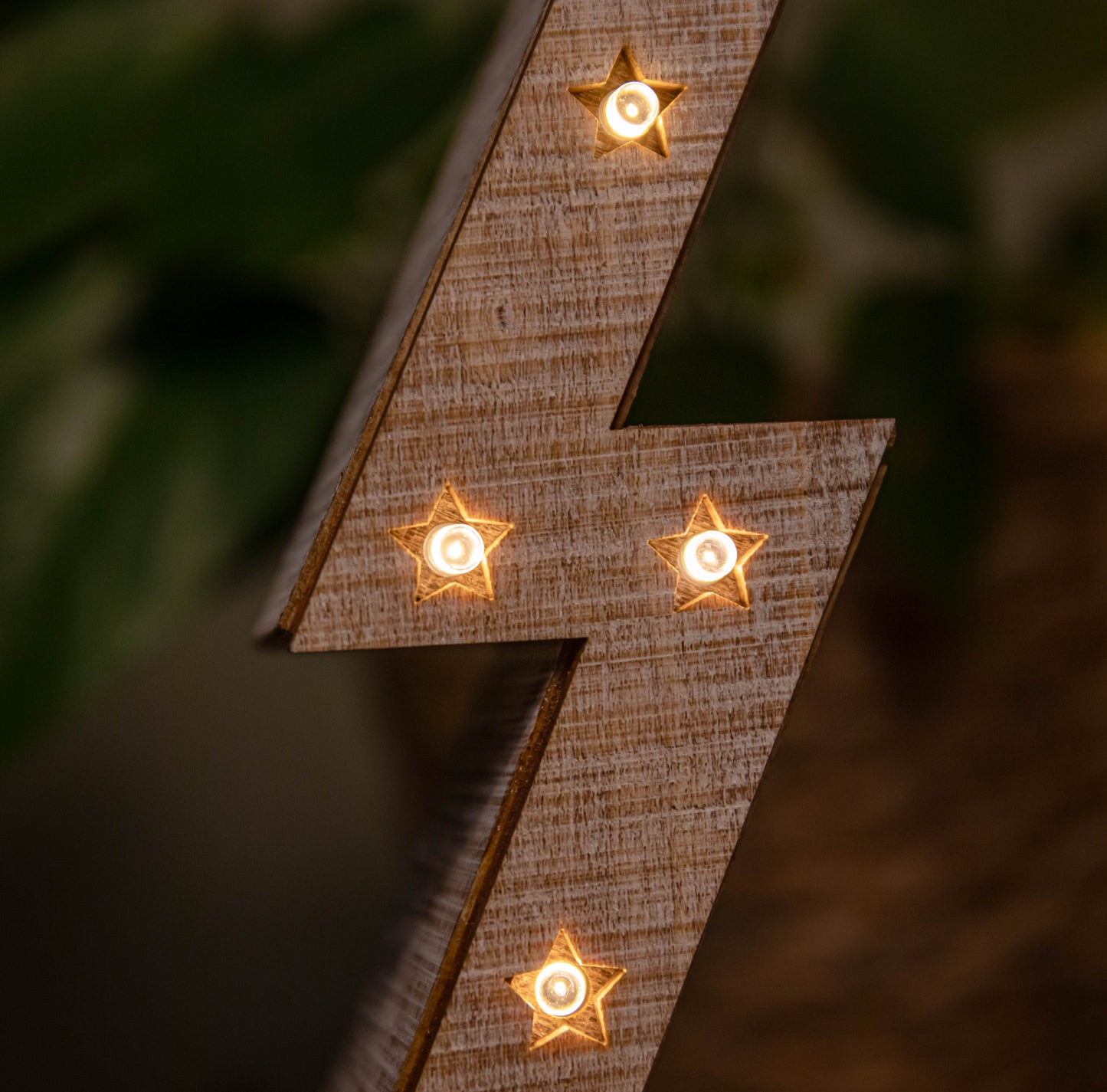 Set of 3 Battery Operated Light up Wooden Christmas Trees with Warm White LEDs