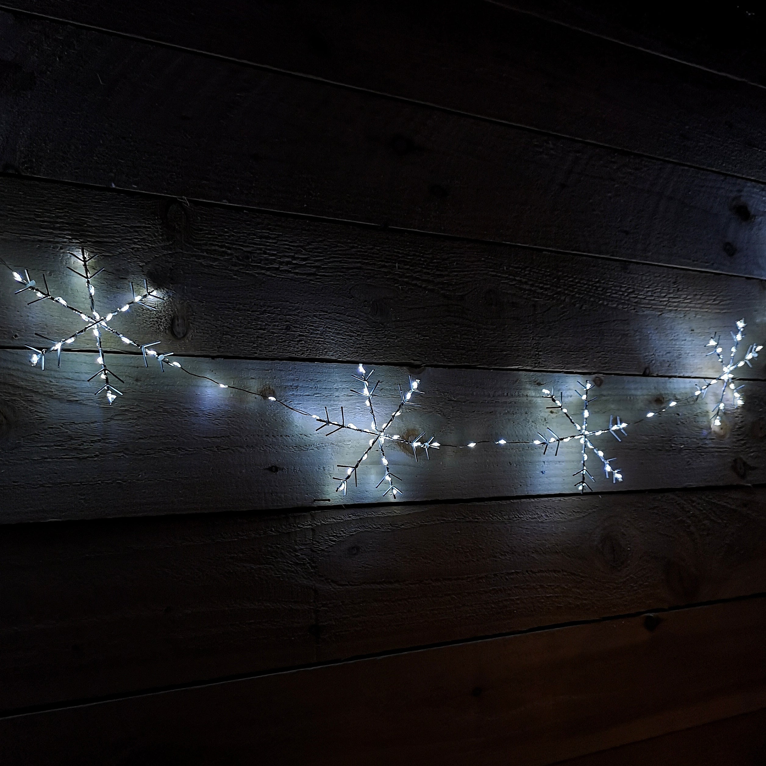 2.6m Set of 10 MicroBrights Christmas Snowflake String Lights with 258 White LEDs