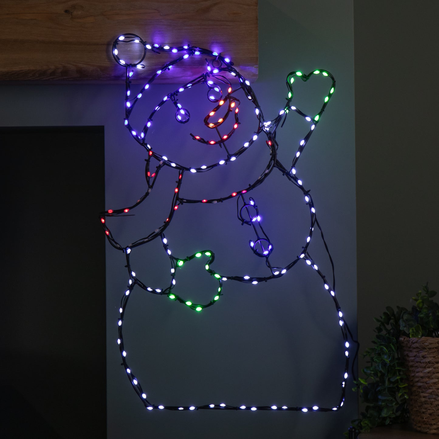 60cm x 38cm Light up FlexiBrights Christmas Snowman with 177 Multi-Coloured LEDs