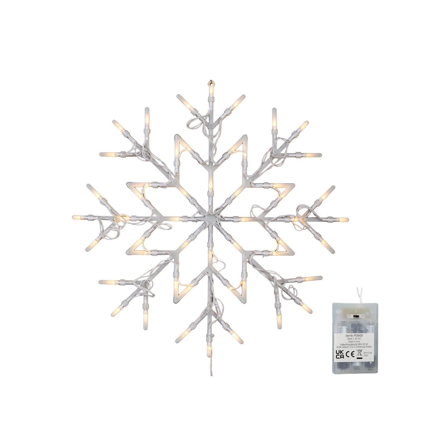 34cm Battery Operated Light up Christmas Snowflake with 50 Warm White LEDs