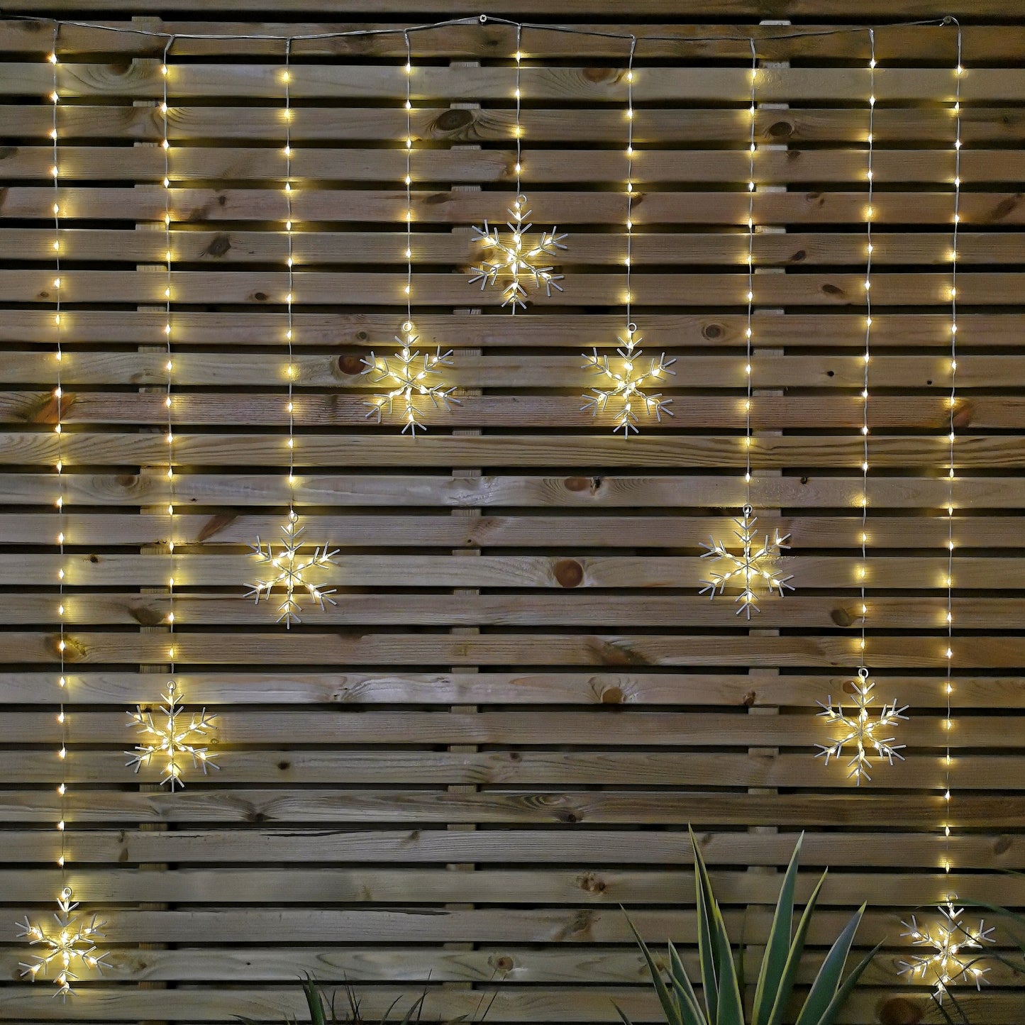 1.2m LED Snowflake Curtain Lights Christmas Decorations in Warm White